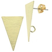 Clous d'oreilles triangle effet strié avec anneau en laiton 13x23 mm Doré x2|raw }}