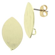 Clous d'oreilles ovale effet strié avec anneau ouvert en laiton 11x20 mm Doré x2