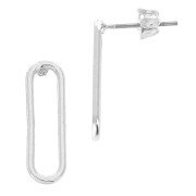 Boucles d'oreilles rectangle arrondi à décorer en zamac 6x20 mm Rhodié x2|raw }}