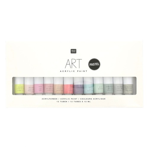 Set de 12 tubes de peinture acrylique de 12 ml - Art par Rico Design - Pastel