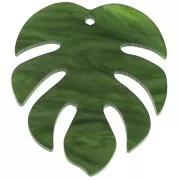 Pendentif tropical feuille de Philodendron en plexiglas 30x35 mm Vert x1