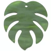Pendentif tropical feuille de Philodendron en plexiglas 30x35 mm Vert x1