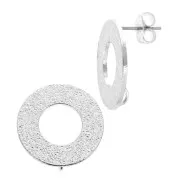 Clous d'oreilles design cercle avec anneau à décorer en laiton 16 mm Rhodié x2