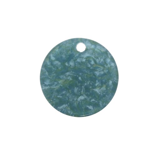 Sequin rond en plexiglas 19 mm effet écaille de tortue Bleu x1