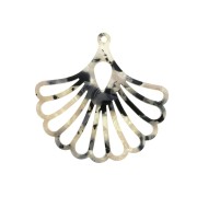 Pendentif ajouré forme éventail -plexiglas 44x45mm écaille de tortue Beige/Noir x1|raw }}
