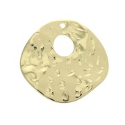 Sequin rond irrégulier martelé pour la création de bijoux fantaisie 23mm Doré x1|raw }}