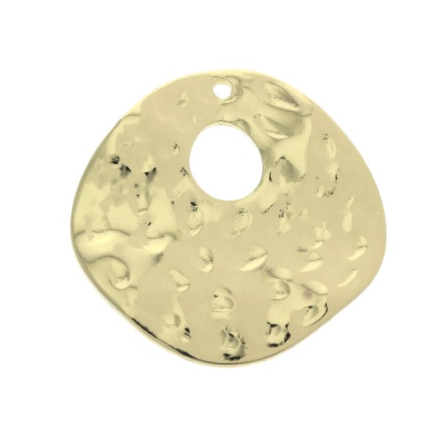 Sequin rond irrégulier martelé pour la création de bijoux fantaisie 23mm Doré x1