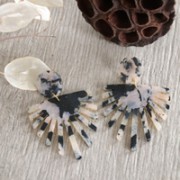 Pendentif géométrique soleil en plexiglas 50x47mm écaille de tortue Beige/Noir x1