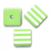 Cubes rayés 8 mm Anis/Blanc x10