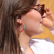 Perles Heishi rondelles en pâte polymère 5x1 mm Rose foncé x37 cm