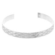 Bracelet jonc en laiton effet tressé 1 trou 7x159 mm - Rhodié x1|raw }}