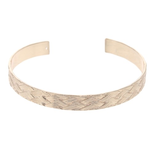 Bracelet jonc en laiton effet tressé 1 trou 7x159 mm - Doré rose x1