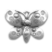 Pendentif papillon 23x30 mm Placage Argent fin vieilli x1