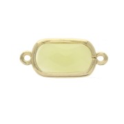 Intercalaire 2 anneaux verre facetté forme rectangle 18x8 mm Doré/Opaque jaune x1|raw }}