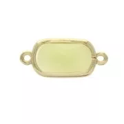 Intercalaire 2 anneaux verre facetté forme rectangle 18x8 mm Doré/Opaque jaune x1