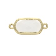 Intercalaire 2 anneaux verre facetté forme rectangle 18x8 mm Doré/Opaque Ivoire x1|raw }}