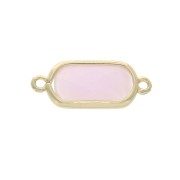 Intercalaire 2 anneaux verre facetté forme rectangle 18x8 mm Doré/Opaque Rose x1|raw }}