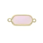 Intercalaire 2 anneaux verre facetté forme rectangle 18x8 mm Doré/Opaque Rose x1