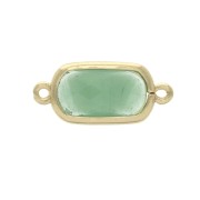 Intercalaire 2 anneaux verre facetté forme rectangle 18x8 mm Doré/Opaque Vert x1|raw }}