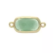 Intercalaire 2 anneaux verre facetté forme rectangle 18x8 mm Doré/Opaque Vert x1