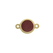 Intercalaire 2 anneaux rond en zamac et résine époxy 13x8 mm Doré / Bordeaux x1|raw }}