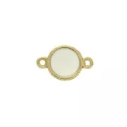 Intercalaire 2 anneaux rond en zamac et résine époxy 13x8 mm Doré / Ivoire x1
