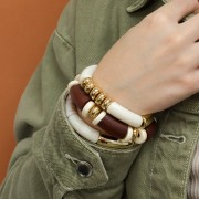 Perle Heishi rondelle en céramique 15 mm Bleu clair irisé x1