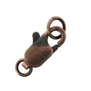 Fermoir mousqueton allongé avec anneaux fermés 12 mm Cuivré vieilli x1