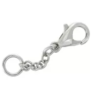 Fermoirs mousquetons 10 mm avec chaînette d'extension et anneau Rhodié x5