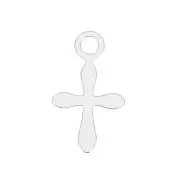 Breloque croix 11x6 mm pour la création de bijoux fantaisie - Placage Argent fin x6