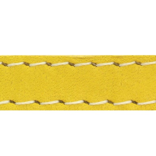 Lacet cuir plat - croûte de cuir - surpiqué 10 mm - Jaune x 1m