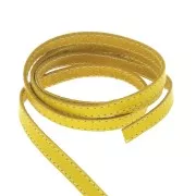 Lacet cuir plat - croûte de cuir - surpiqué 10 mm - Jaune x 1m