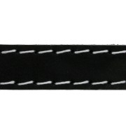 Lacet cuir plat - croûte de cuir - surpiqué 10 mm - Noir x 1m