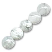 Rondes Millefiori  8 mm Crystal / White x10