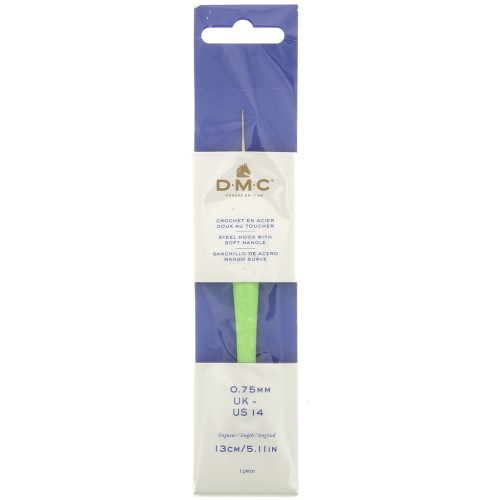 Crochet acier avec manche ergonomique DMC - 0.75 mm - Vert x1