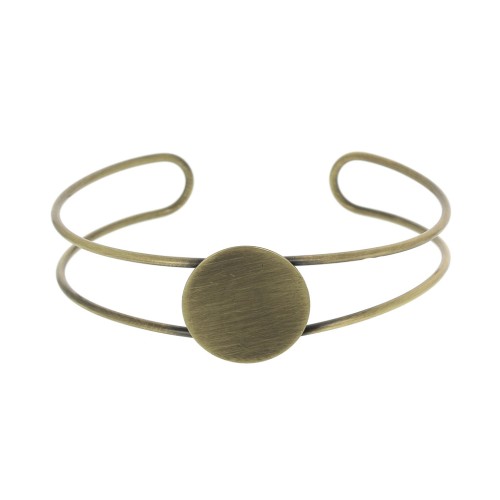 Bracelet plateau en laiton pour cabochon rond 20 mm - Bronze x1