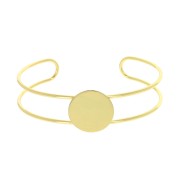 Bracelet plateau en laiton pour cabochon rond 20 mm - Doré à l'or fin x1