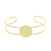 Bracelet plateau en laiton pour cabochon rond 20 mm - Doré à l'or fin x1