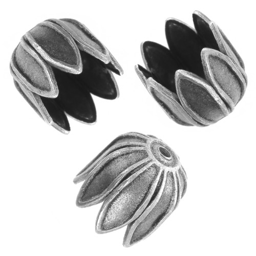 Coquille tulipe  9 mm a- Argenté vieilli x2