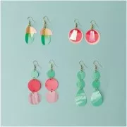 Assortiment d'intercalaires en plastique pour création de bijoux DIY - Vert/Rouge