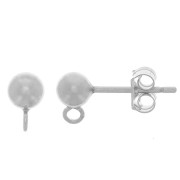 Clous d'oreilles boule 3 mm avec anneau fermé - Argent 925 x2|raw }}