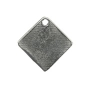 Pendentif losange fleur 21mm - Placage Argent fin vieilli x1