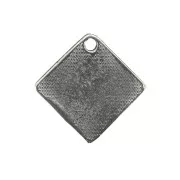 Pendentif losange fleur 21mm - Placage Argent fin vieilli x1