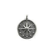Pendentif médaille étoile du nord 12mm - Placage Argent fin vieilli x1