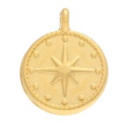 Pendentif médaille étoile du nord 12mm pour la création de bijoux DIY - Doré à l'or fin x1