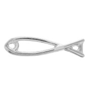 Intercalaire poisson en zamac 2 trous 24 mm - Placage Argent fin vieilli x1