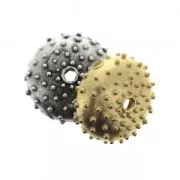 Perle en métal oursin 16x7 mm - Placage Argent fin vieilli x1