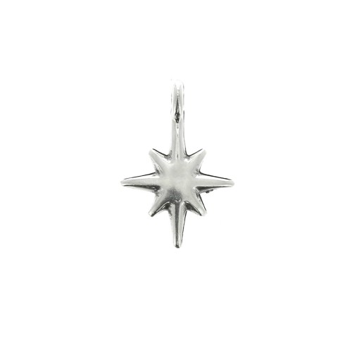 Pendentif étoile du nord en zamac 14x10 mm - Placage Argent fin vieilli x1