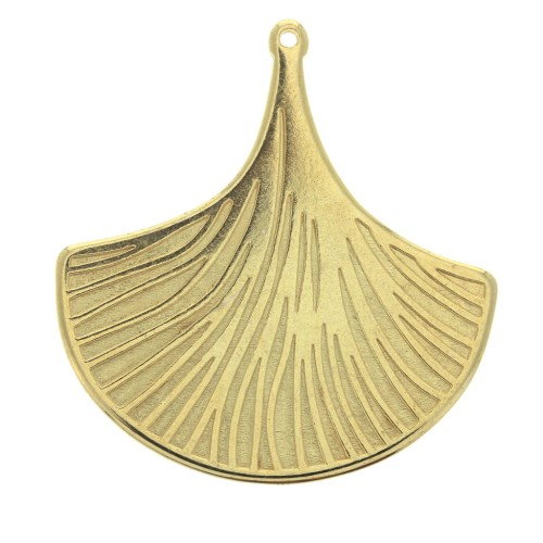 Pendentif feuille de Ginkgo 36x33 mm pour la création de bijoux DIY - Doré à l'or fin x1