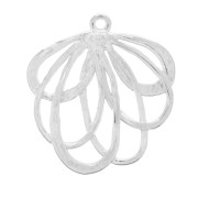 Pendentif fleur 27x25 mm - Placage Argent fin vieilli x1